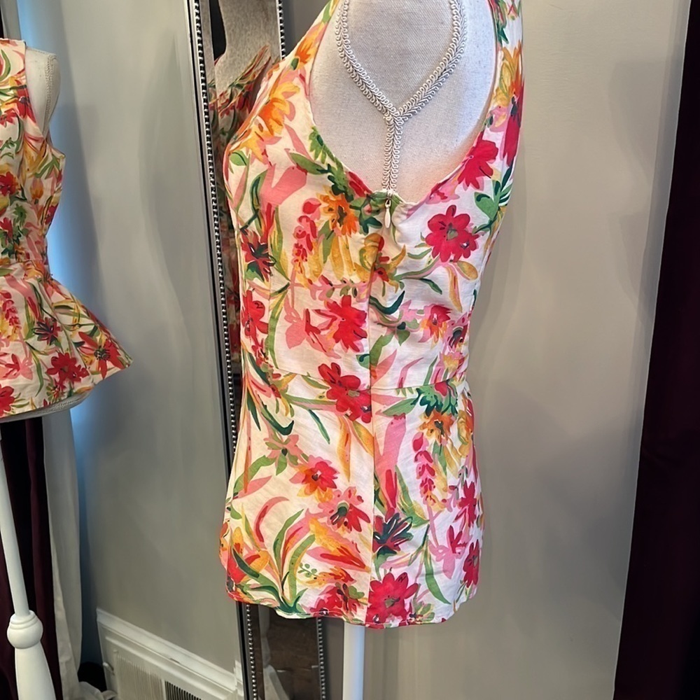 New Without Tags J.Crew Factory Hawaiian Linen Peplum Top Size 4 - Picture 4 of 12
